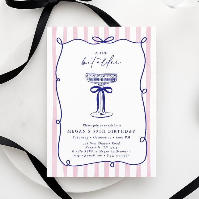 Convite Aniversário de 30 anos de Frame Wavy Whimsical Tin (Criador carregado)