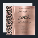Convite Aniversário de 30 anos de Glam-Leopardo Dourado pr<br><div class="desc">Crie seus próprios convites de aniversário personalizáveis para aniversário de 30 anos glamouroso. À esquerda está um gráfico de folha de papel ombril, preto e branco, de rosa ouro, preto e esbranquiçado. À direita, deixando espaço para o seu convite personalizado, está um gráfico de arte digital, estilo folha a rosa,...</div>