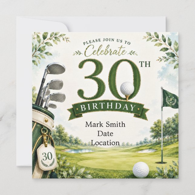 Convite Aniversário de 30 anos de golfe (Frente)