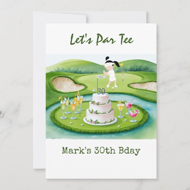 Convite Aniversário de 30 anos de golfe Par tee trinta (Frente)