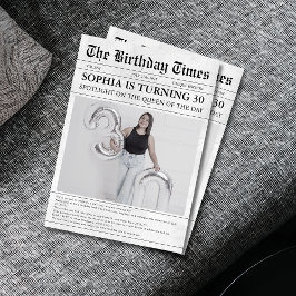 Convite Aniversário de 30 anos de jornal preto e branco