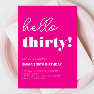 Convite Aniversário de 30 anos de Moderno Branco Rosa