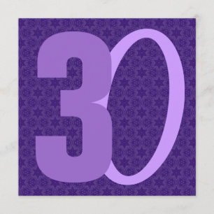 Convite aniversário de 30 anos de números enormes Roxo W