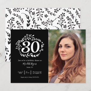 Convite aniversário de 30 anos de padrão de folhagem pre