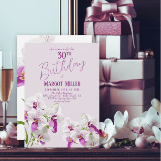 Convite Aniversário de 30 anos de pintura de orquídeas bra