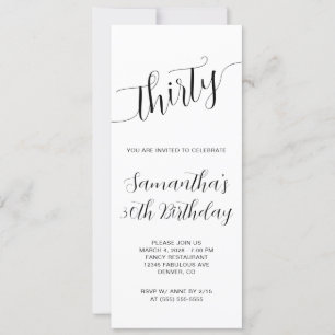 Convite Aniversário de 30 anos de Script Manuscrito Elegan