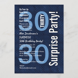 Convite aniversário de 30 anos de SURPRESA Azul Real Mode