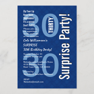 Convite aniversário de 30 anos de SURPRESA Azul Real Mode