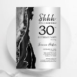 Convite Aniversário de 30 anos de Surpresa de Aglomerado P<br><div class="desc">Preto e prateado agata convite de festas surpresa. Elegante design moderno com fundo geode de pedra de pedra marmortal, letra falsa prata brilhante e script de tipografia. Trendy convida o cartão perfeito para uma comemoração de dia das mulheres na moda. Impressos convites Zazzle ou modelo de impressão digital instantânea para...</div>