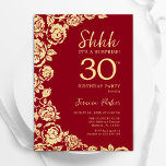 Convite Aniversário de 30 anos de Surpresa de Rosas Dourad<br><div class="desc">Convite de festas de aniversário de 30 anos de surpresa floral de ouro vermelho. Design elegante com rosas, folha de ouro falsa e letra de script de tipografia. A Trendy convida o cartão perfeito para uma festa de na moda. Pode ser personalizado para qualquer idade. Impressos convites Zazzle ou modelo...</div>