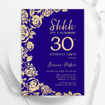 Convite Aniversário de 30 anos de surpresa de Rosas Dourad<br><div class="desc">Convite de festas de aniversário de 30 anos de Surpresa Dourada Roxo. Design elegante com rosas, folha de ouro falsa e letra de script de tipografia. A Trendy convida o cartão perfeito para uma festa de na moda. Pode ser personalizado para qualquer idade. Impressos convites Zazzle ou modelo de impressão...</div>