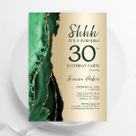 Convite aniversário de 30 anos de Surpresa do Emerald Gree<br><div class="desc">Emerald Green e ouro agitam o convite de festas aniversário de 30 anos surpresa. Elegante design moderno com aquarela agate marble geode background, faux glitter gold e typografia script font. Trendy convida o cartão perfeito para uma comemoração de dia das mulheres na moda. Impressos convites Zazzle ou modelo de impressão...</div>