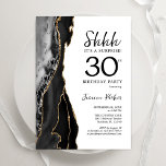 Convite Aniversário de 30 anos de Surpresa Dourada Branca<br><div class="desc">Convite de festas de aniversário de 30 anos surpresa preto, branco e ouro agata. Elegante design moderno com aquarela agate marble geode background, faux glitter gold e typografia script font. Trendy convida o cartão perfeito para uma comemoração de dia das mulheres na moda. Impressos convites Zazzle ou modelo de impressão...</div>