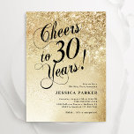 Convite Aniversário de 30 anos de Surpresa Dourada Elegant<br><div class="desc">Convite de festas de aniversário de 30 anos surpresa elegante. Design elegante em ouro brilhante e preto. Possui fonte e confete de script de tipografia. Perfeito para uma comemoração de um dia de mulher na moda. Personalize com seus próprios detalhes. Envie-me uma mensagem se precisar de idade personalizada. Impressos convites...</div>