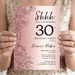 Convite aniversário de 30 anos de Surpresa Dourada rosa