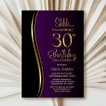 Convite Aniversário de 30 anos de Surpresa Dourada Roxo Pr<br><div class="desc">Convide seus amigos e entes queridos com este convite de festas aniversário de 30 anos preto, ouro e roxo moderno. A área de texto personalizável neste modelo de convite permite que você inclua facilmente todos os detalhes necessários para sua celebração especial de aniversário, incluindo as informações de data, hora, local...</div>