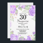 Convite aniversário de 30 anos de Surpresa Floral Roxa Bot<br><div class="desc">Convite Para aniversário de 30 anos De Surpresa De Roxo Botânico. Convite de Aniversário para Mulheres de Rosa Floral Flor Floral de Água. Rosa Rosa Rosa Elegante e Flores de Pequim. Aniversário Adulto. Fundo Branco.Preto & Branco. 13 15 16º 18º 20 21 rua 30 40º 50º 80 de 60º 70...</div>