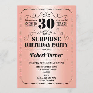 Convite aniversário de 30 anos de surpresa - Rosa Dourado