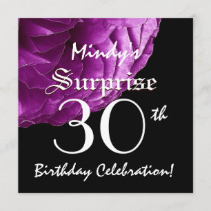 Convite aniversário de 30 anos DE SURPRESA Rosa Roxo W064