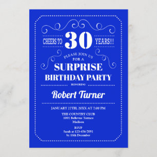 Convite Aniversário de 30 anos de surpresa - Royal Blue