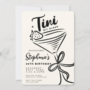 Convite Aniversário de 30 anos de Tini preto-e-branco mais