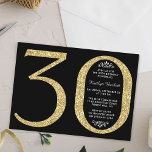 Convite Aniversário de 30 anos de Tipografia Dourada Elega<br><div class="desc">Celebre em estilo com estes convites de aniversário de 30 anos de glitter dourado,  elegantes e modernos. O design é fácil de personalizar e seus convidados ficarão entusiasmados quando receberem esses convites para na moda.</div>