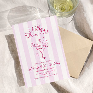 Convite Aniversário de 30 anos De Vidro De Cocktail Desenh