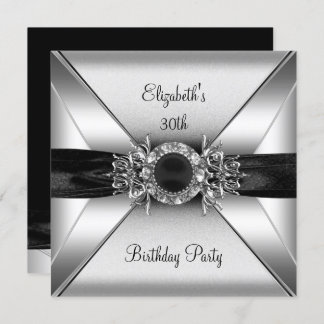 Convite aniversário de 30 anos Diamond Jewel Black White S