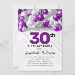 Convite Aniversário de 30 anos do Balão de Prata Violeta R<br><div class="desc">Clareta Violeta Violeta Roxo-Roxo-Moderna Espalha-se Todo Convite De Aniversário</div>