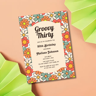 Convite Aniversário de 30 anos do Gráfico Floral Laranja d