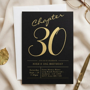 Convite Aniversário de 30 anos do marido, festa preta e do