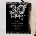 Convite Aniversário de 30 anos do Silver Disco Ball Glitte<br><div class="desc">Este é um Convite de festas de aniversário de 30 anos de Glitter de Disco Silver!</div>