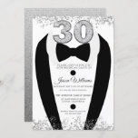 Convite Aniversário de 30 anos do Tuxedo Suco Silver Mens<br><div class="desc">Aniversário de 30 anos de Variações do Convite de festas de Suit Silver Tuxedo Preto para o convite e itens correspondentes em nossa loja</div>