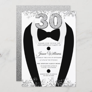 Convite Aniversário de 30 anos do Tuxedo Suco Silver Mens