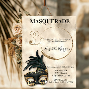 Convite Aniversário de 30 anos Dourada Elegante