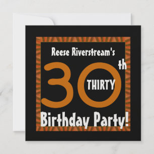 Convite aniversário de 30 anos, Dourado Laranja, Stripes