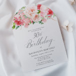 Convite ANIVERSÁRIO DE 30 ANOS Elegante Rosa-Elegante DO P<br><div class="desc">Um belo e feminino convite de festas surpresa para celebrar um aniversário em estilo elegante. Este design floral tem uma borda superior de flores cor-de-rosa encantadoras e verde-colônia. Este convite está disponível como convite impresso ou download digital.</div>
