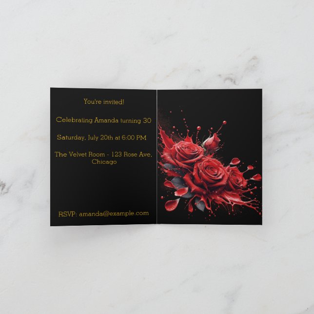 Convite Aniversário de 30 anos Elegante - Rosas em Bloom (Interior)