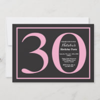 Aniversário de 30 anos em quadro-negro rosa e pret
