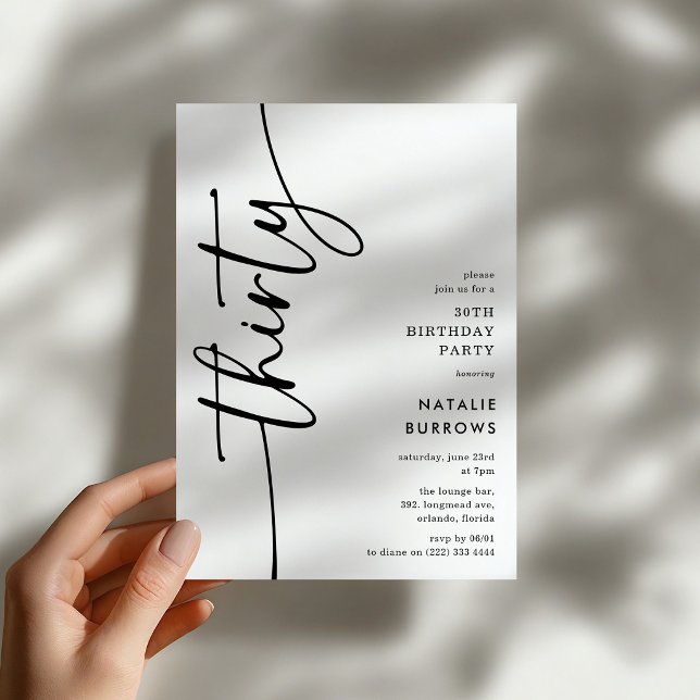 Convite Aniversário de 30 anos em Script Thirty (Criador carregado)