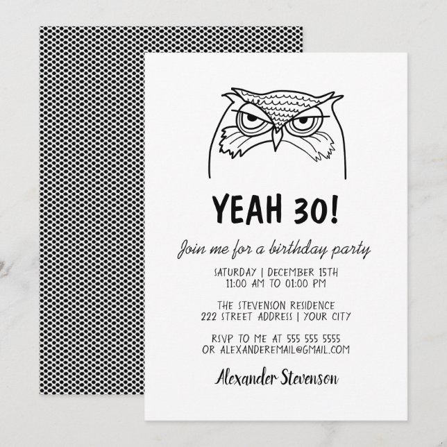 Convite Aniversário de 30 anos engraçado para homem (Frente/Verso)