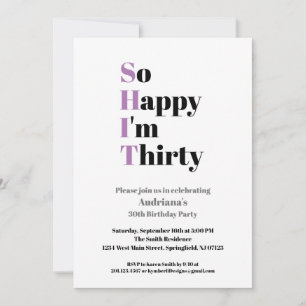 Convite aniversário de 30 anos Engraçado Tão feliz que ten