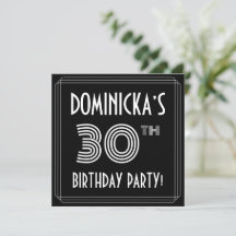 aniversário de 30 anos: Estilo de Deco de Arte com