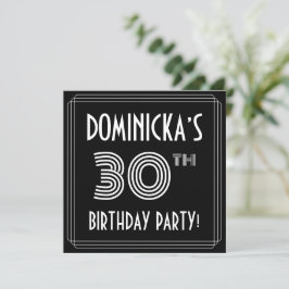 Convite aniversário de 30 anos: Estilo de Deco de Arte com