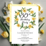 Convite Aniversário de 30 anos Floral Elegante Amarelo<br><div class="desc">Os daffodils amarelos elegantes design do design floral com um quadro floral de daffodils.</div>