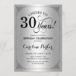 Convite aniversário de 30 anos - Folha prateada<br><div class="desc">Convite para aniversário de 30 anos. Vintage elegante faux design prateado com cor damasco. Apresenta a fonte do script. Até 30 anos! Pode ser personalizado em qualquer idade! Envie-me uma mensagem se precisar de mais personalização.</div>