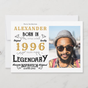 Convite Aniversário de 30 anos Foto Legenda Branca e Doura