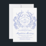 Convite aniversário de 30 anos French Vintage Blue Floral<br><div class="desc">Uma elegante crista floral azul-vintage francesa toma palco central neste convite de aniversário de eterno. Ornamentado,  formal e muito feminina fará qualquer dama de aniversário se sentir muito especial. Os suprimentos da parte coordenadora estão disponíveis.</div>