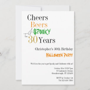 Convite aniversário de 30 anos Halloween Cheers Spooky Par