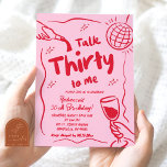 Convite Aniversário de 30 anos ilustrada com cor vermelha<br><div class="desc">Retro Vermelho Cor-de-Rosa Vintage Convite Ilustrado aniversário de 30 anos</div>